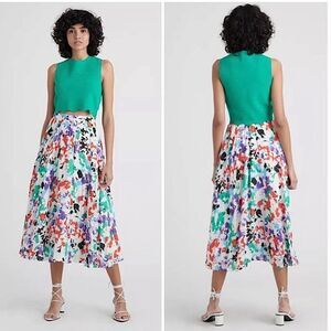 TANYA TAYLOR Floral Midi Skirt A-Line Multicolor Size 10 NWOT